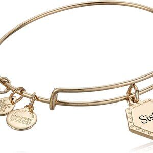 Elegant Gold Sister Bangle with Unbreakable Bonds Charm - Adjustable Design